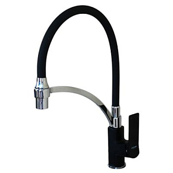 Смеситель L4075В-2 для кухни с черным силиконовым изливом (латунь) LEDEME